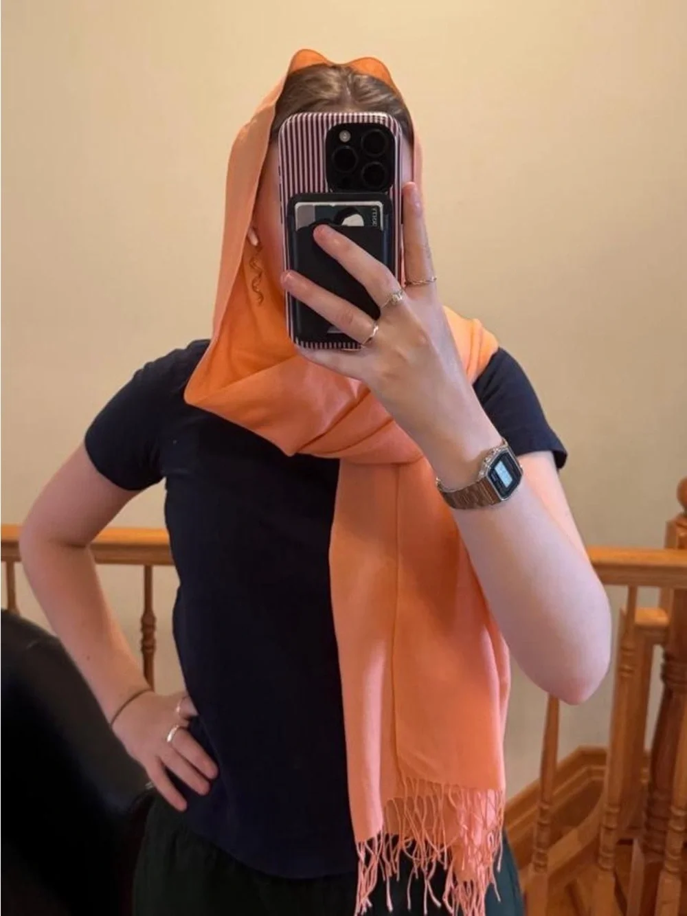 light orange genuine pashmina 100% cashmere scarf